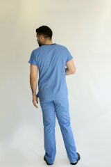 HAMBURG V Yaka Likralı Doktor - Hemşire  Cerrahi Takım Üniforma-Mavi