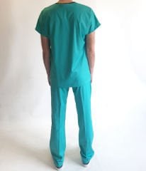 HAMBURG V Yaka Likralı Doktor- Hemşire Cerrahi Takım Üniforma-Yeşil