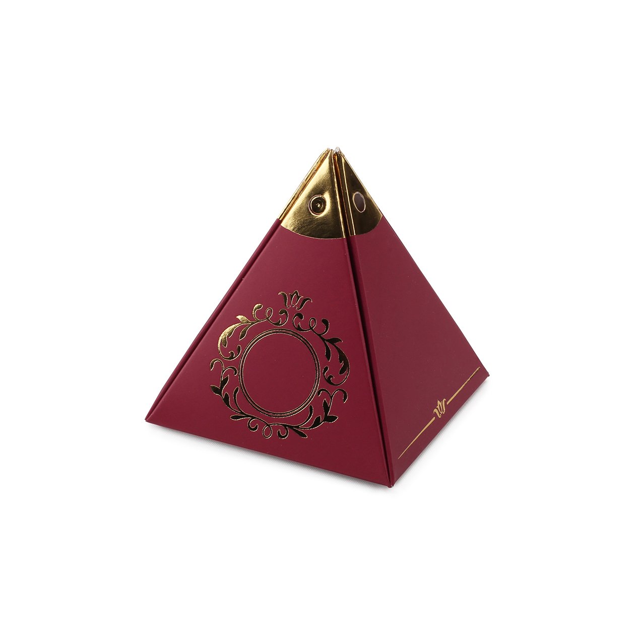 Bordo Altın Piramit Kutu