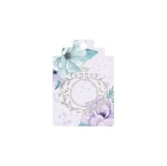 Lila Çiçekli Gümüş Karton Etiket