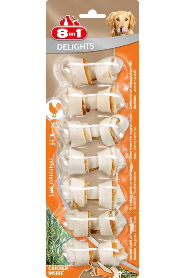 8 in 1 Delights Köpekler için Tavuklu Ödül Kemiği (XS) 7 Adet