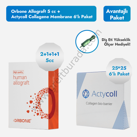 Orbone Allograft 5cc + غشاء الكولاجين Actycoll 6 عبوات (25*25)