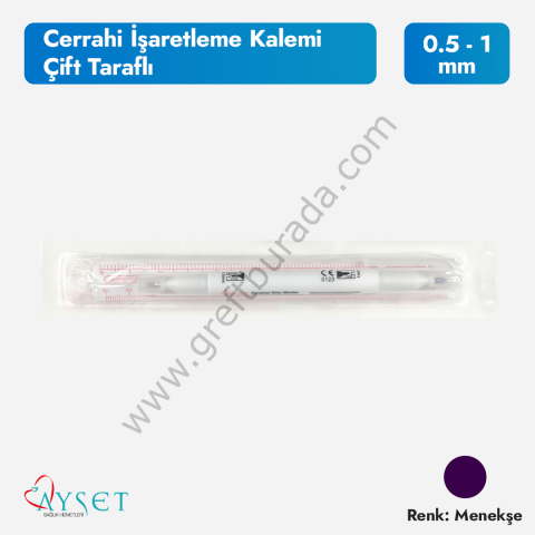 Ayset Çift Taraflı Cerrahi İşaretleme Kalemi ve Cetvel - 10'lu Paket