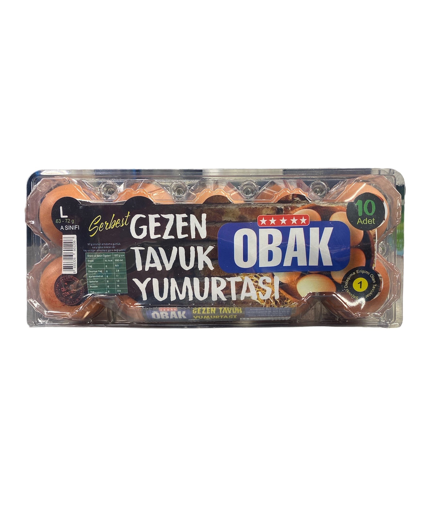 Obak Serbest Gezen Tavuk Yumurtası 10'Lu (Medium)