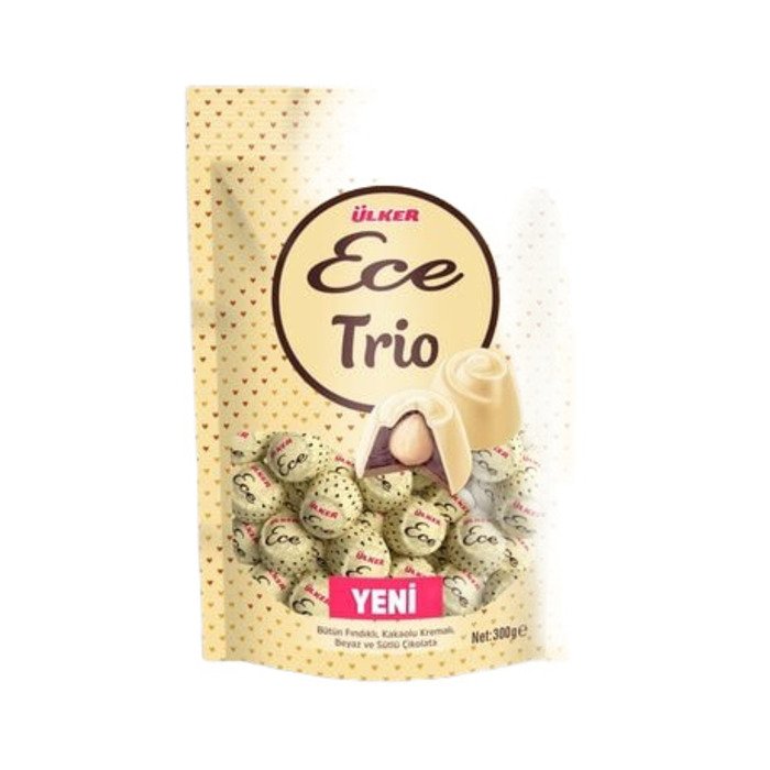 Ülker Ece Trio Beyaz Çikolata Fındıklı 300Gr Poşet