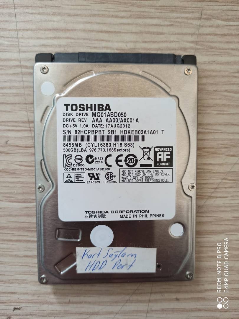 Arızalı HDD 500GB Toshiba MQ01ABD050 AAA AA00/AX001A G003138A