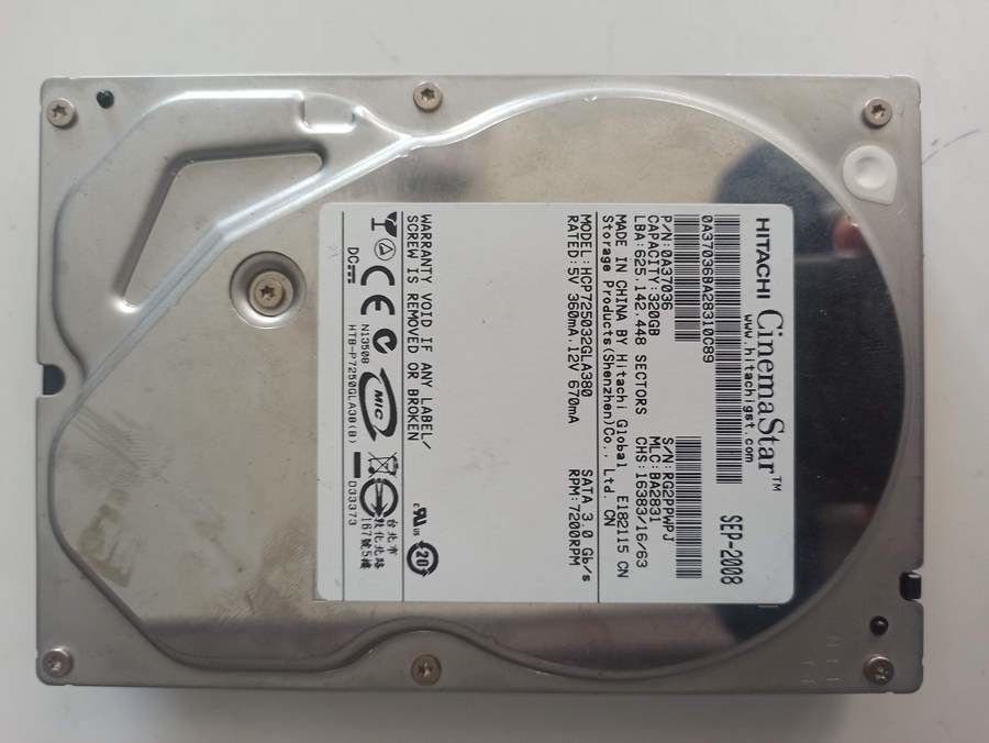 Arızalı Harddisk 320GB Hitachi HCP725032GLA380 110 0A90026 01