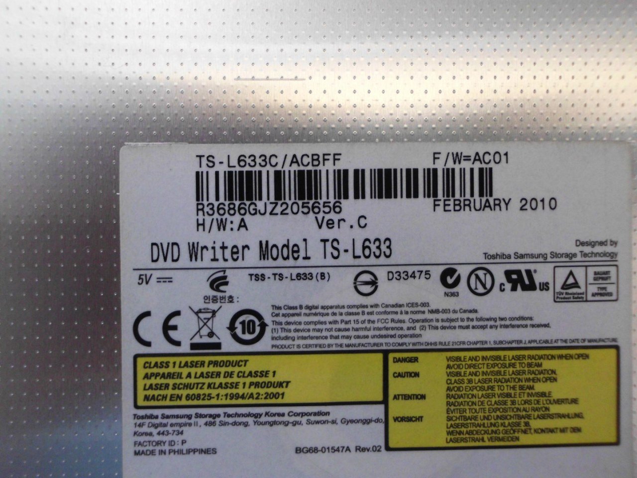 @ORIGINAL 5740 DVD WRITER OPTIK TS-L633C TS-L633