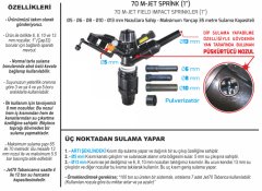 70 M-Jet Tarla Sulama Fıskiyesi 1'' 25-35 Mt Yarıçap