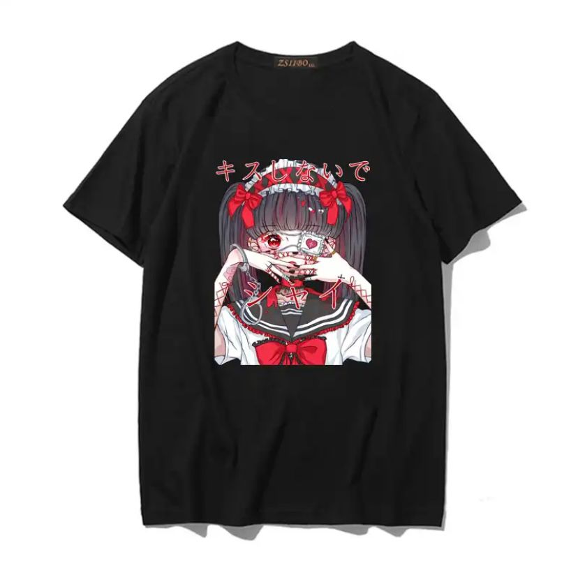 Anime Girl Loli Goth Siyah T-Shirt