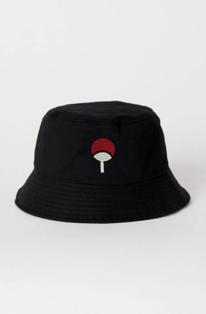 Siyah Naruto Uchiha Clan Sembol Balıkçı Şapka Bucket Hat