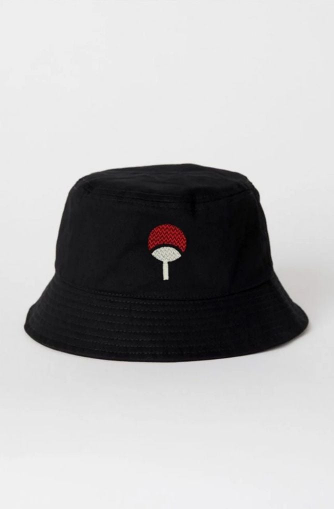 Siyah Naruto Uchiha Clan Sembol Balıkçı Şapka Bucket Hat