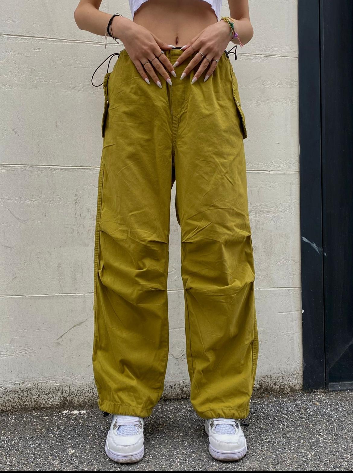 Hardal Sarısı Tactical Baggy Bol Kalıp Lastikli Pantolon