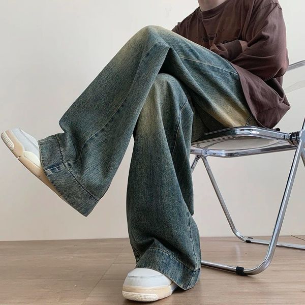 Y2k Lacivert Taşlanmış Vintage Kot Pantolon