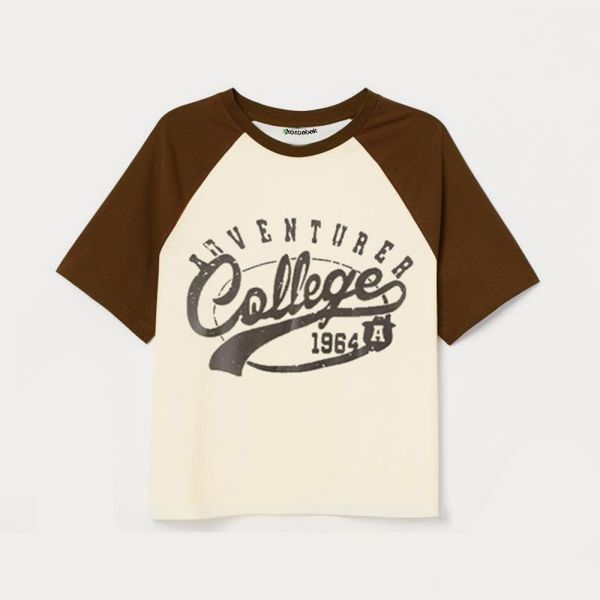 Adventure College Kahverengi Raglan Yarım T-Shirt