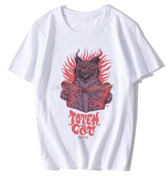 Harajuku Totem Cat Beyaz Unisex T-Shirt