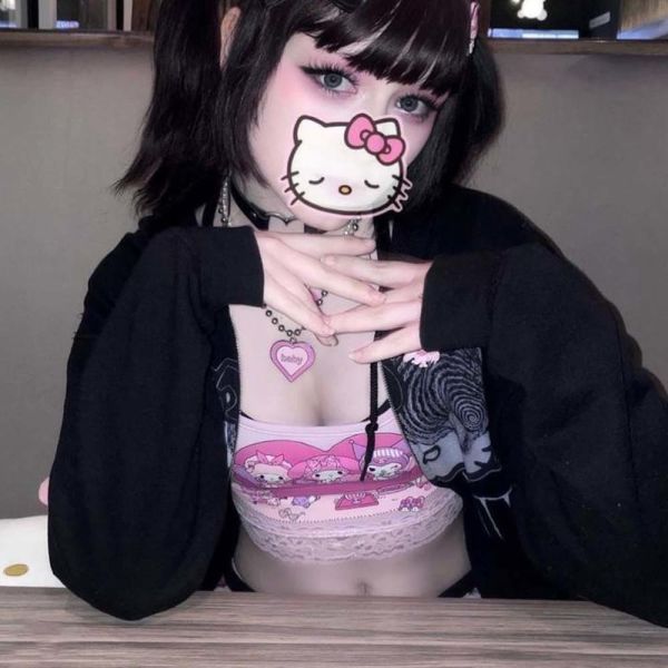 Anime Sanrio Kuromi And My Melody - Sitcom Askılı Kadın T-Shirt