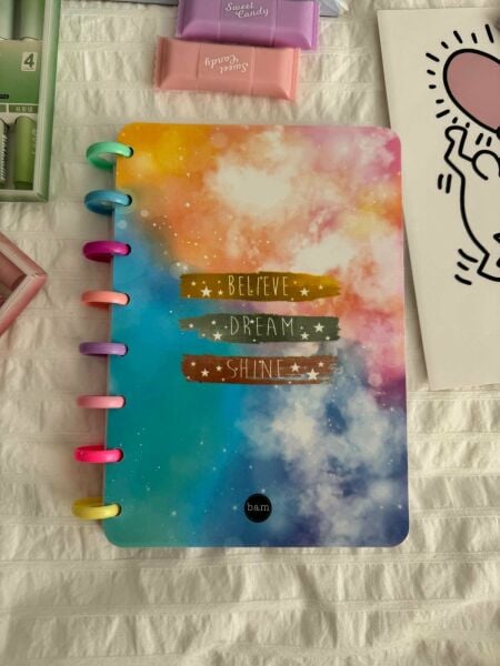 Believe Dream Shine Motto Kalp Spiralli Defter