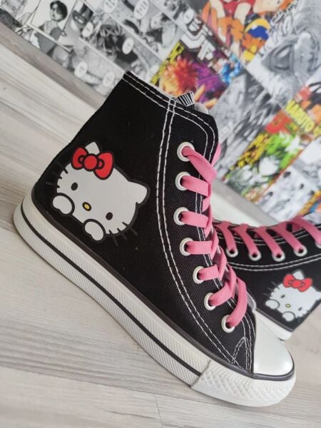 Hello Kitty Baskılı Siyah Uzun Kız Çocuk Spor Ayakkabı Sneakers