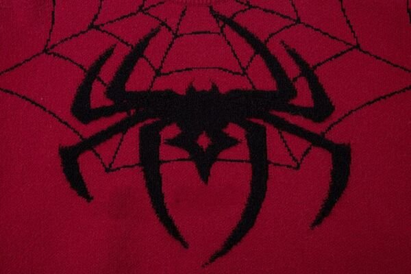 Y2K Streetwear Spider Web Oversize Unisex Kırmızı Kazak