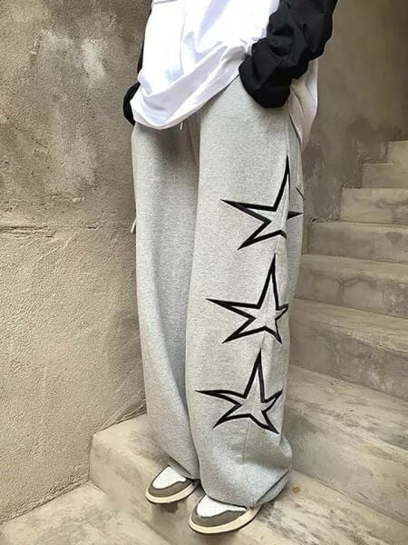 Gri Black Star Oversize (Unisex) Eşofman