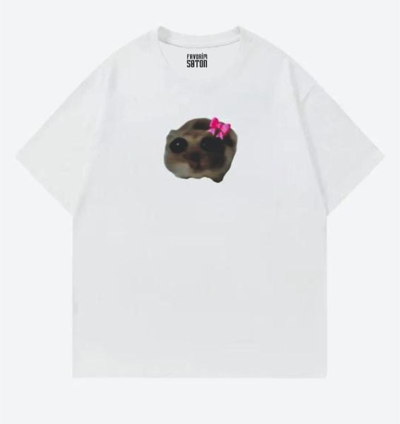 Beyaz Üzgün Hamster Unisex T-shirt
