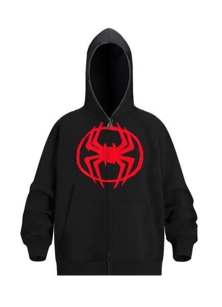 Siyah Streetwear Spiderman Oversize Hırka