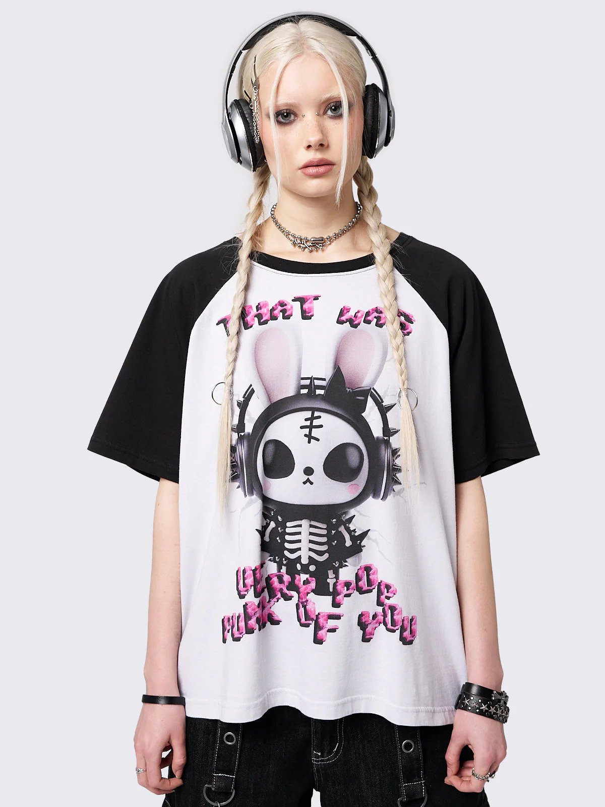Pop Punk Bunny Reglan Graphic Oversize T-shirt
