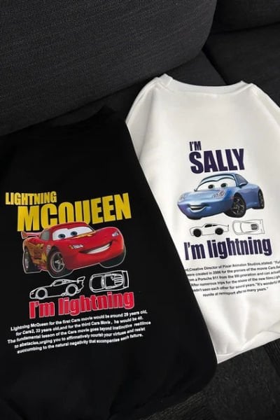 3 İplik Şardonlu Sally Car & Mcqueen Car Çift Sevgili Sweatshirt(SALLY)