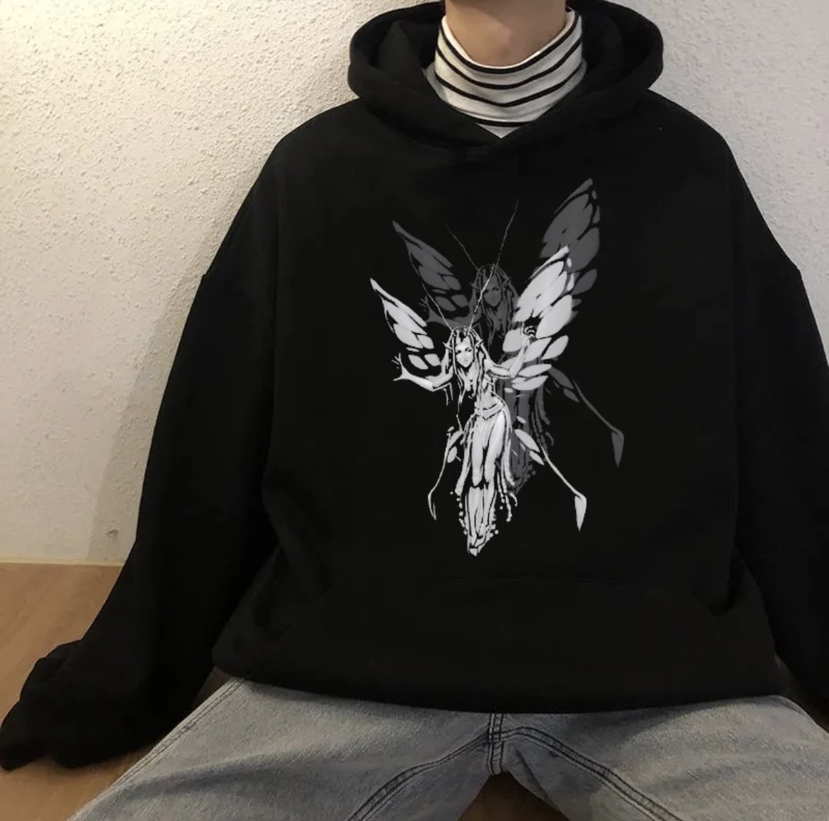 Harajuku Fairy Girl Siyah (Unisex) Kalın Kumaş Sweatshirt