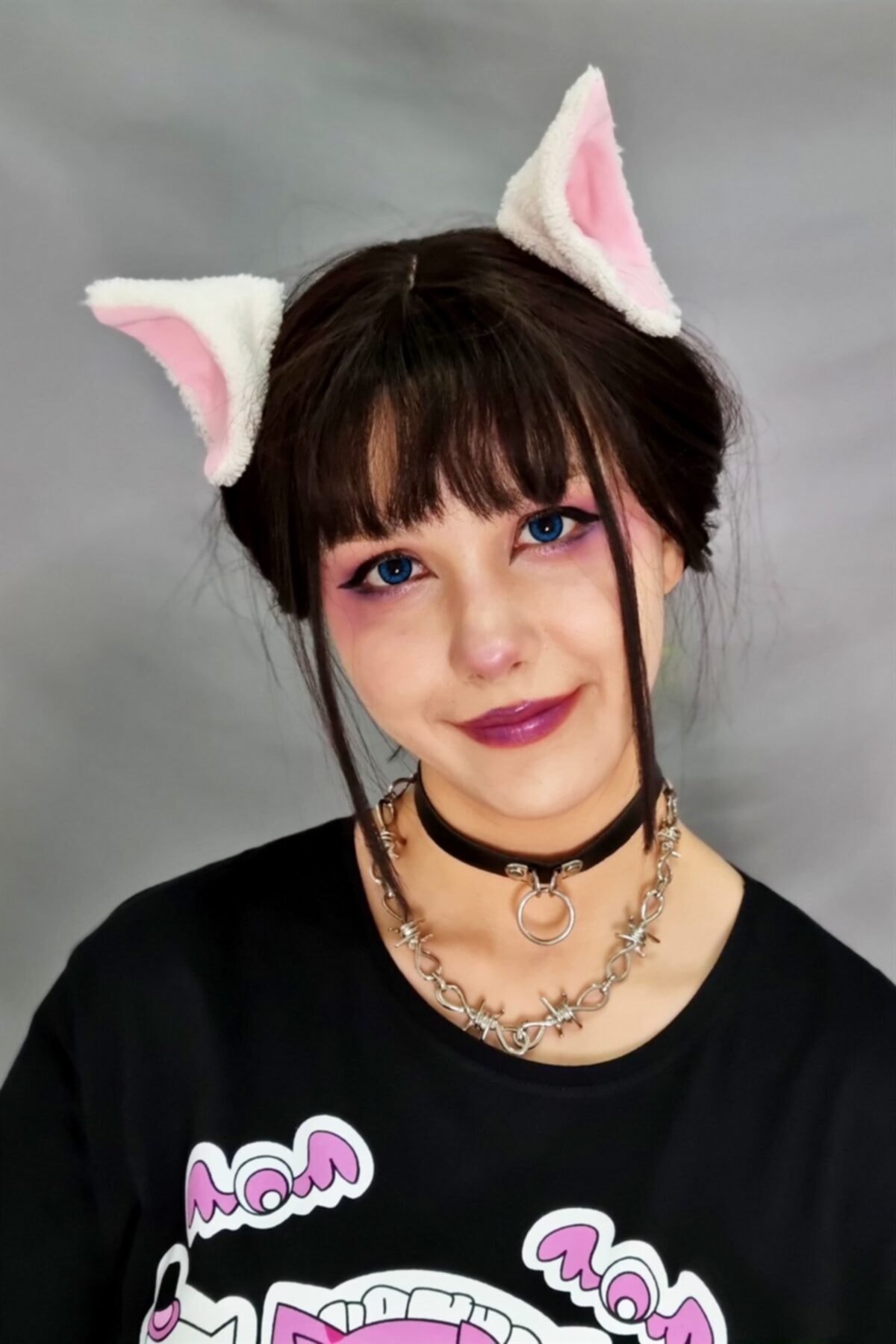 Beyaz Pembe Cosplay Kedi Kulağı Toka