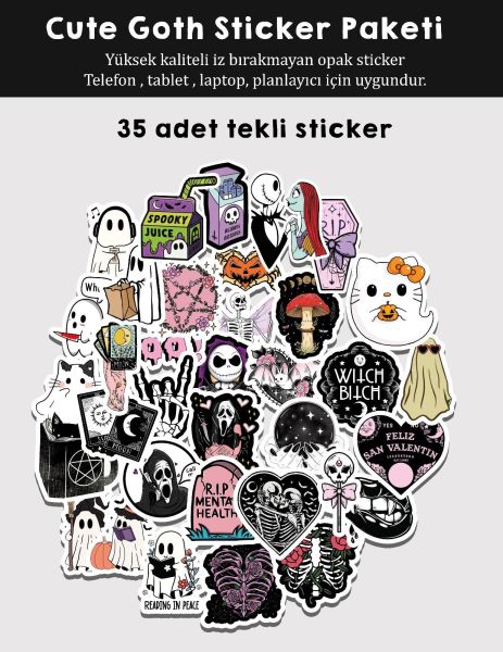 Cute Goth Sticker Paketi 35li
