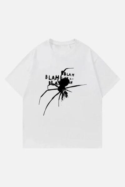 Beyaz Unisex Blah Blah Spider T-Shirt