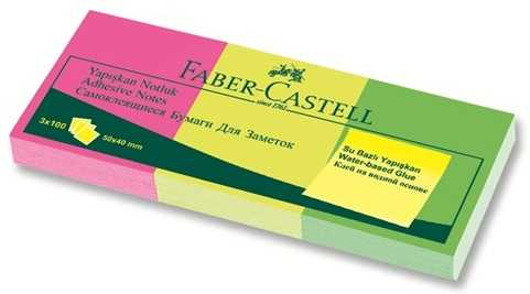 Faber-Castell Yapışkan Notluk 50x40mm Karışık Fosforlu 3 Renk