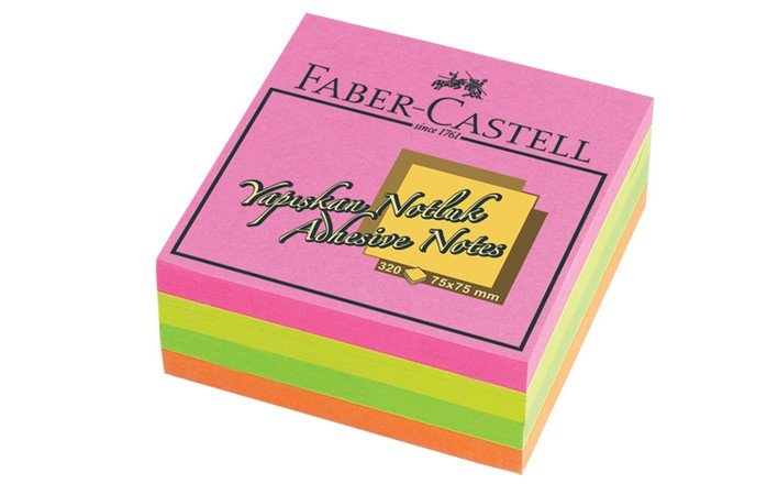 Faber-Castell Yapışkan Notluk 75 x 75 mm Karışık Fosforlu Renkli Küp