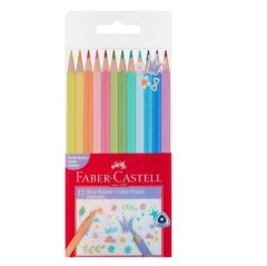 Faber Castell Pastel Renkler Üçgen Boya Kalemi 12 Renk Tam Boy