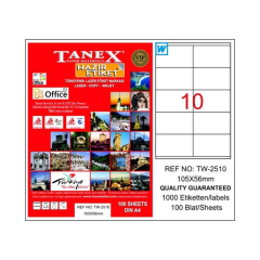 Tanex TW-2510 Hazır Etiket A4 105 x 56 mm Lazer Etiket 100 Adet