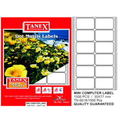 Tanex Mini Computer Labels Hazır Etiket 1500 Pcs 35 x 77 mm Lazer Etiket 100 Adet