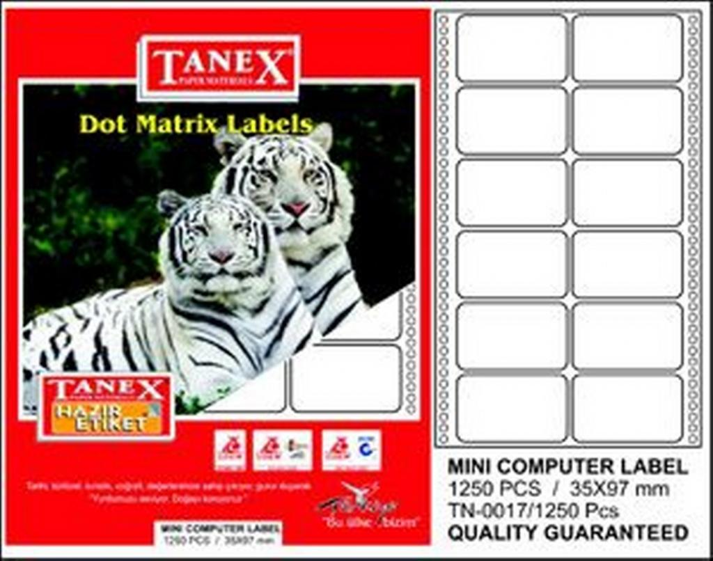 Tanex Mini Computer Labels Hazır Etiket 1250 Pcs 35 x 97 mm Lazer Etiket 100 Adet