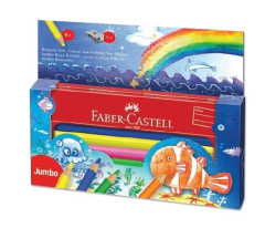 Faber-Castell Jumbo Boya Kalemi Metal Hediye Seti 8 Renk Kalemtıraşlı
