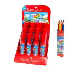 Faber-Castell Boya Kalemi Üçgen Plastik Tüp 12 Renk Tam Boy