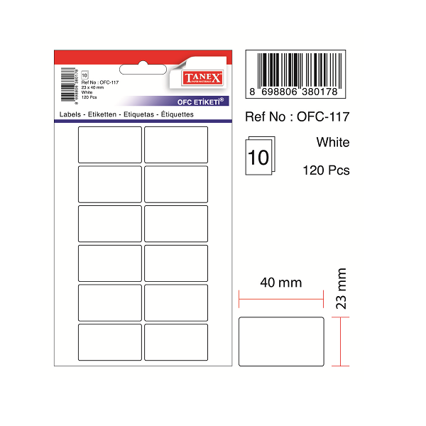 Taneks Ofc-117 Beyaz Ofis Etiketi
