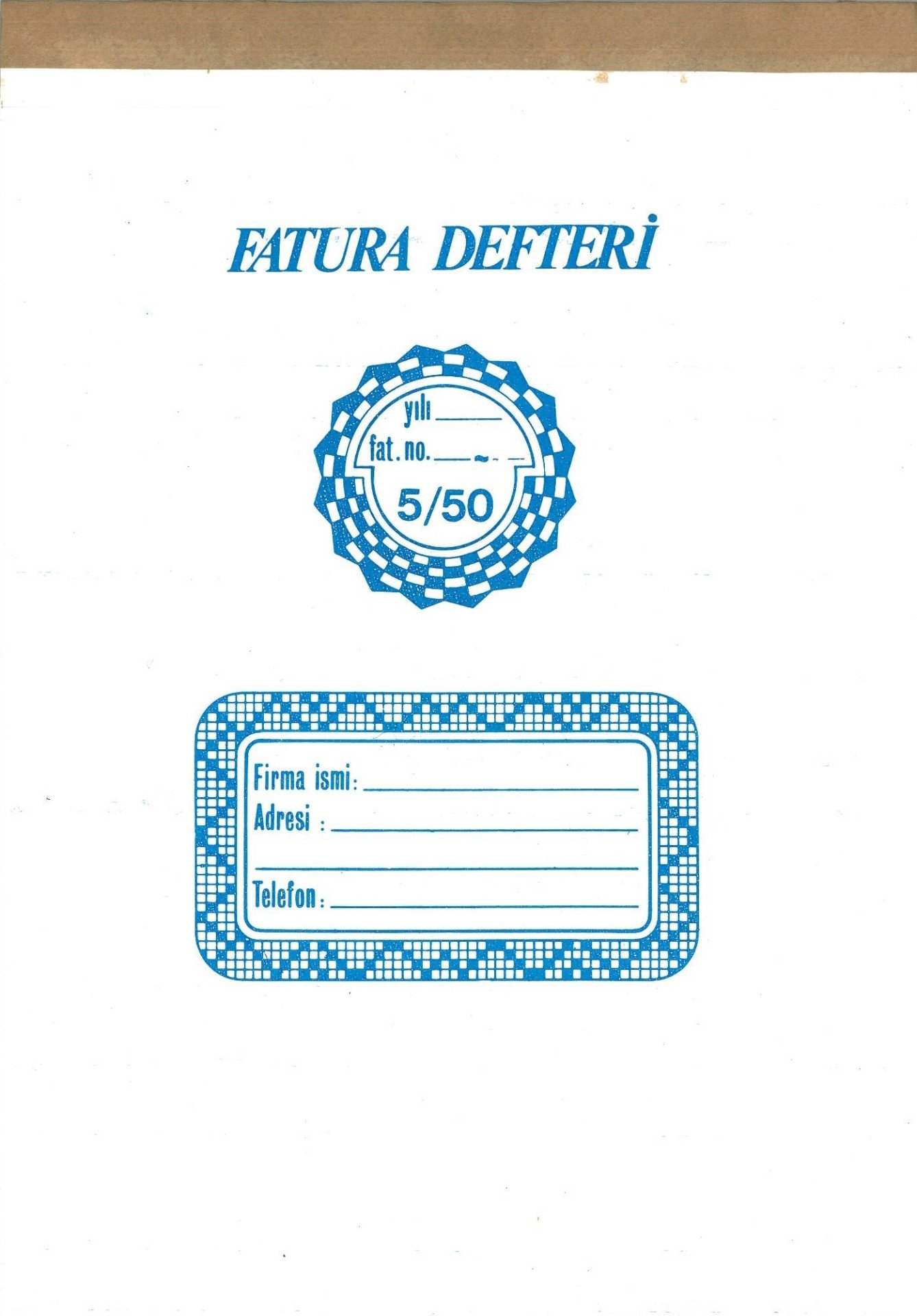 Fatura Defteri 5/50 2 Nüsha Otokopisiz