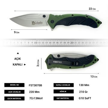 مجموعة سكاكين التخييم باللون الأخضر