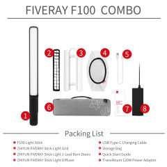 Zhiyun Fiveray F100 LED Light Stick Combo (Black)
