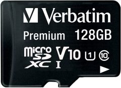 Verbatim 128GB 90MB/S MICROSD Class 10 (Inc Adaptor)