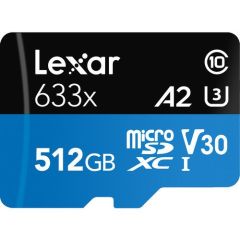 Lexar 512GB microSDXC 100MB/sn 4K Class 10 Hafıza Kartı + SD Adaptör