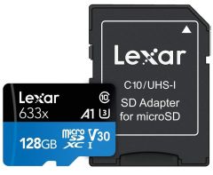 Lexar 128GB microSDXC 100MB/sn 4K Class 10 Hafıza Kartı + SD Adaptör