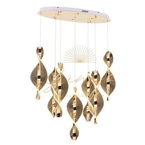 Likya 7li Yemek Masası Gold Avize Eskitme
