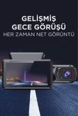 TA-03 Siyah 1296p Araç içi 2 Kameralı Lcd Ekranlı Gece Görüşlü , G-sensörlü Yol Kayıt Araç Kamerası